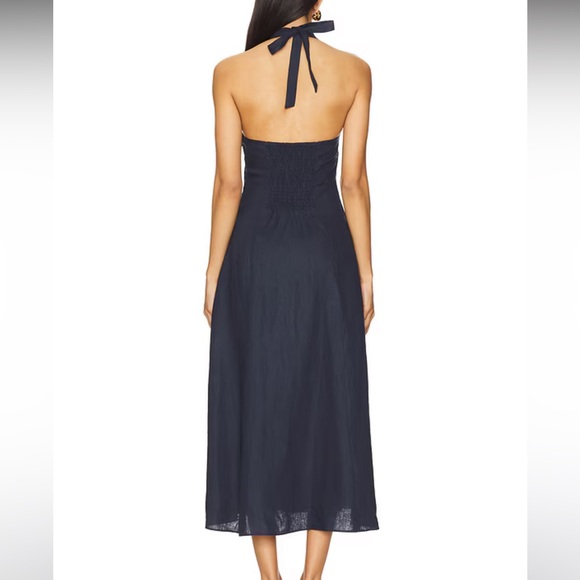 NEW NWT FAITHFULL THE BRAND Marais Midi Dress in Navy - Picture 2 of 5